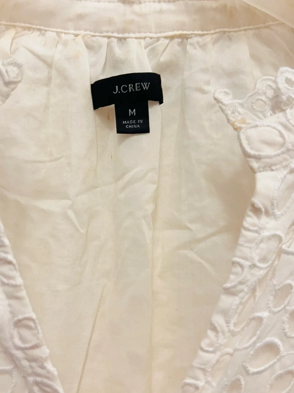 J. Crew Cream Eyelet Tiered long Sleeve Dress